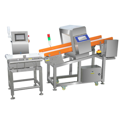 Lini Produksi Sudut yang Bisa Disesuaikan Industri Conveyor Weight Checker Mesin Menimbang Dengan Detektor Logam