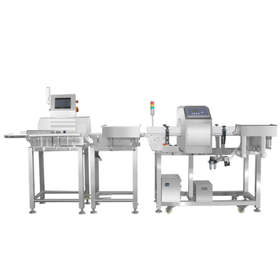 Detektor logam presisi tinggi dengan penimbang CE Disetujui AI Auto Reject Untuk Food Packaging Pharma