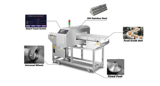 Deteksi Jangkauan 10g 5000g Mesin Detektor Logam Makanan 1200mm X 800mm X 1200mm