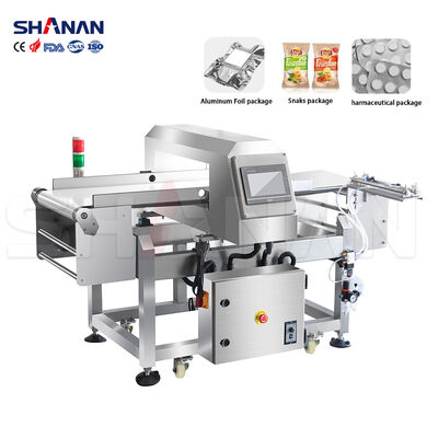 Aluminium Foil Packaging Metal Detector 0.8mm Sensitivitas Sistem Penolakan Otomatis Integrasi Jalur Produksi